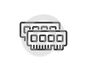 Ram line icon. Computer random-access memory component sign. Vector