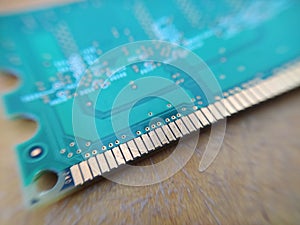 RAM memory circuit board of computer macro close-up
