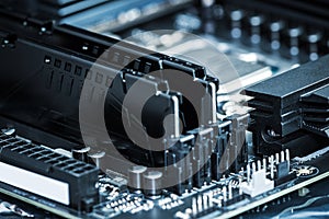 RAM Memory Installed in Computer Motherboard Slots