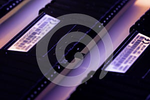 RAM memory modules. Computer components. Close up. Selective focus