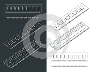 RAM module with and without heatsink blueprints