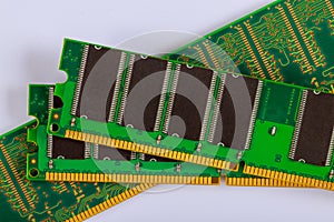 RAM modules memory chips for computer over white background