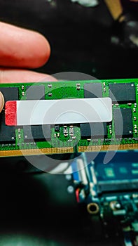random access memory closeup isolated on white background board