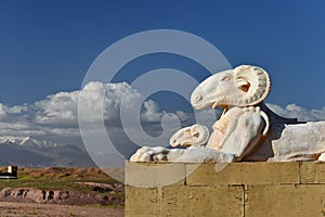 Ram statue at the Atlas Corporation Studios in Ouarzazate, Morocco