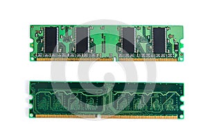 RAM Stick of computer (random access memory) isolated on white.