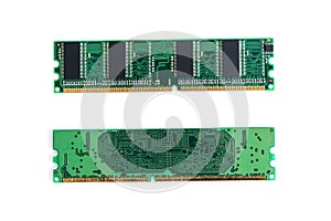 RAM Stick of computer (random access memory) isolated on white.