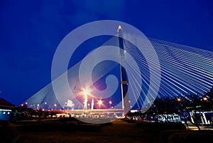 The Rama 8 Bridge at the twilight time