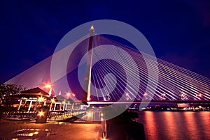 The Rama 8 Bridge at the twilight time