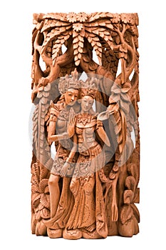 Rama and his wife Sita wood carving