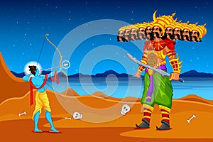 Rama killing Ravana in Dussehra photo