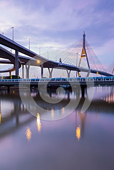 Rama9 Suspension bridge reflection lights