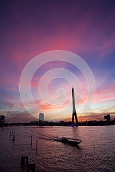 Rama VIII bridge sunset time