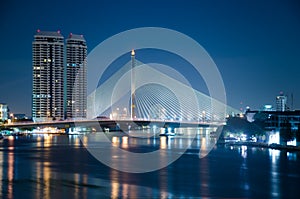 Rama VIII Bridge in thailand photo