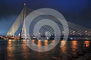 Rama8 bridge at dusk in Bangkok