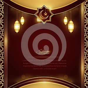 Ramadan Arabic Islamic Red and Golden Luxury Ornamental