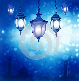 Ramadan background with arabic lantern