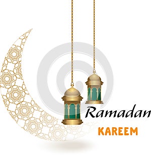 Ramadan background with a crescent decorated