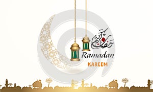 Ramadan background with a crescent decorated