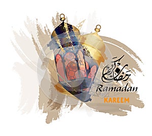 Ramadan background with a crescent decorated