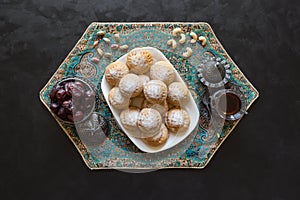 Ramadan background. Egyptian cookies Kahk El Eid.