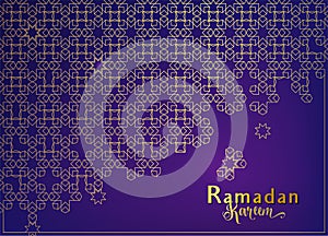 Ramadan background with islamic mosque arabian pattern on purple backdrop