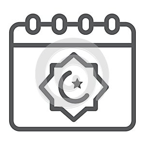 Ramadan calendar line icon, ramadan and islam, muslim day sign, vector graphics, a linear pattern on a white background