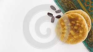 ramadan concept with arab bread dates. High quality photo