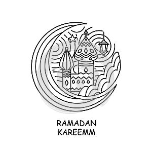 Ramadan doodle vector illustration islamic religion islam muslim