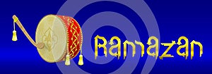 Ramadan Drum and Typography Banner illustration.