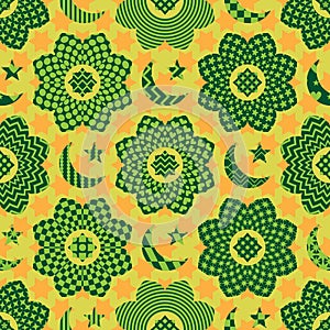 Ramadan element cut flower circle seamless pattern