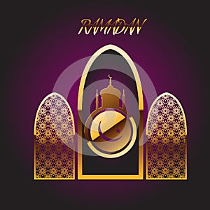 Ramadan gold violet graphic background eps 10