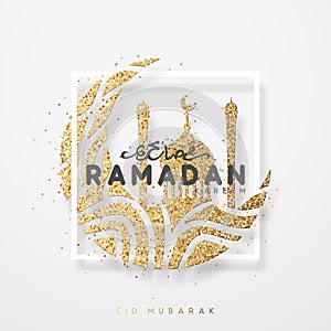 Ramadan greeting card with arabic calligraphy Ramadan Kareem.