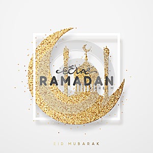 Ramadan greeting card with arabic calligraphy Ramadan Kareem.
