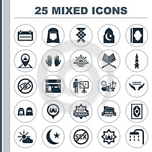 Ramadan Icons Set. Collection Of Abend, Restricted, Religion And Other Elements. Also Includes Symbols Such As Namaz