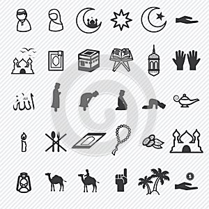 Ramadan icons set
