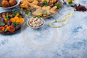 Ramadan iftar traditional desserts baklava and dates
