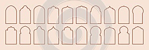 Ramadan Islam Frames Set. Vector Indian Shapes Elements. Arabic Arch, Door and Windows