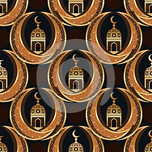 Ramadan Islam twin moon symmetry seamless pattern photo