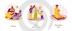 Ramadan isolated cartoon vector illustration set