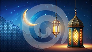 Ramadan kareem arabic islamic pattern background with lamp