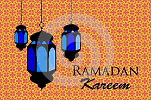Ramadan kareem arabic pattern lanterns fanous background