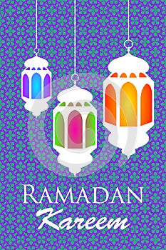 Ramadan kareem arabic pattern lanterns fanous background