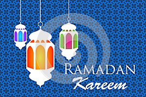 Ramadan kareem arabic pattern lanterns fanous background photo