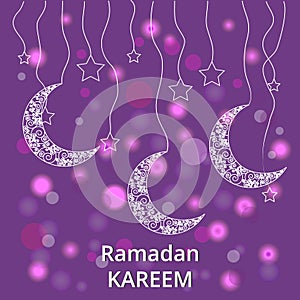 Ramadan Kareem background. Greeting card for holy month Ramadan. vector illustration