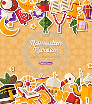 Ramadan Kareem Banner With Flat Stickers