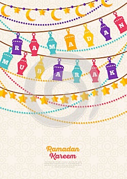Ramadan Kareem banner with Traditional Lanterns