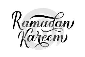 Ramadan Kareem calligraphy lettering isolated on white. Muslim holy month typography poster. Islamic traditional vector