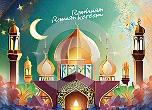 Ramadán karta šablona arabština 
