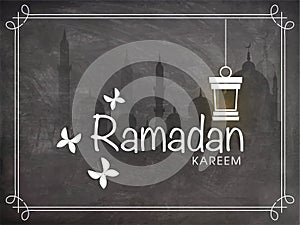 Ramadan Kareem celebration with Mosque and Arabic lantern.