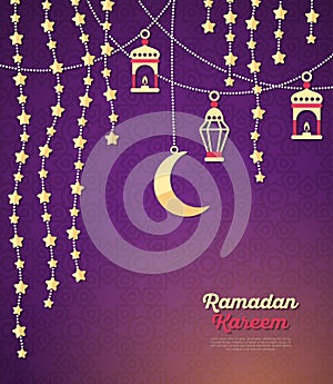 Ramadan Kareem concept with Crescent and stars